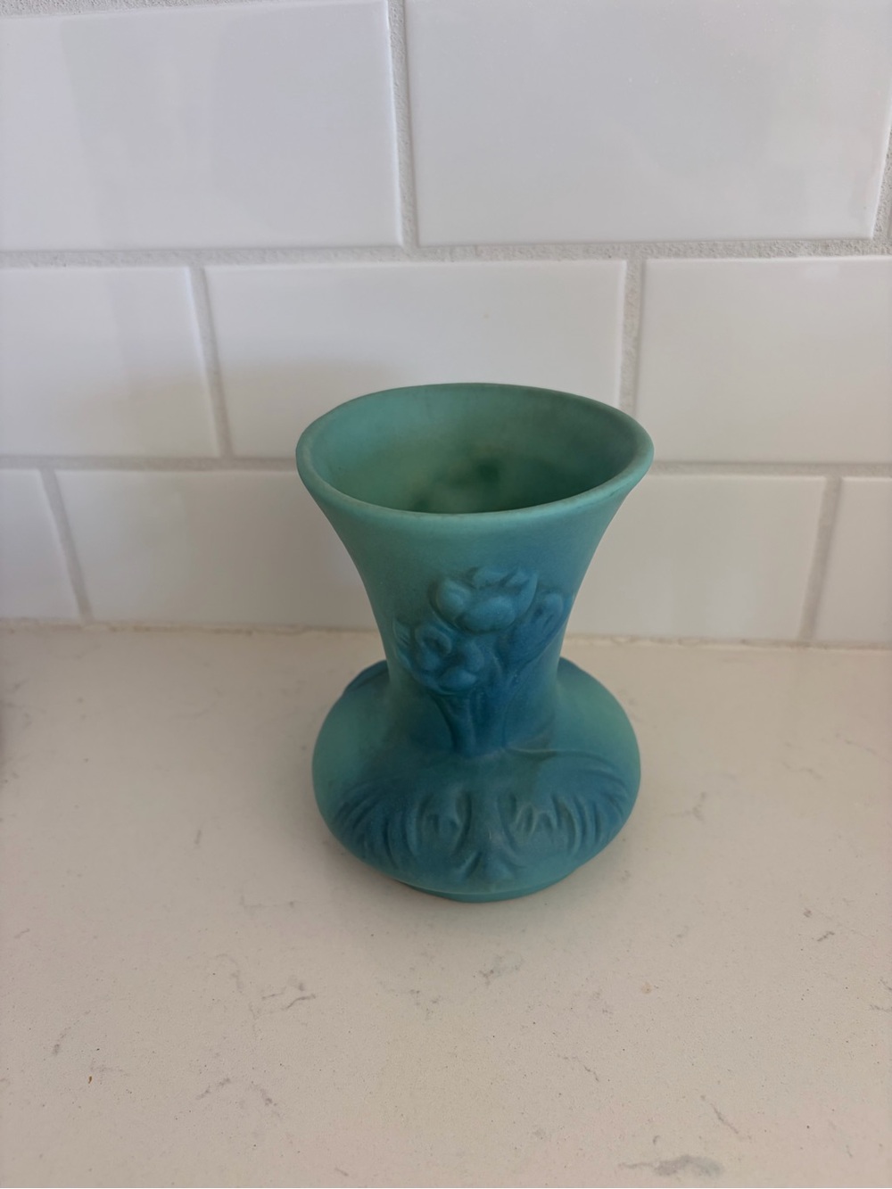 Van Briggle Art Pottery Tulip Vase Ming Blue Glaze Vintage